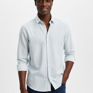 Calvin Klein Jeans Men's Soft Blue Pinstripe Shirt